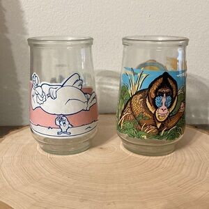 VINTAGE WELCH'S JELLY GLASS JARS LOONEY TUNES & ENDANGERED SPECIES MANDRILL